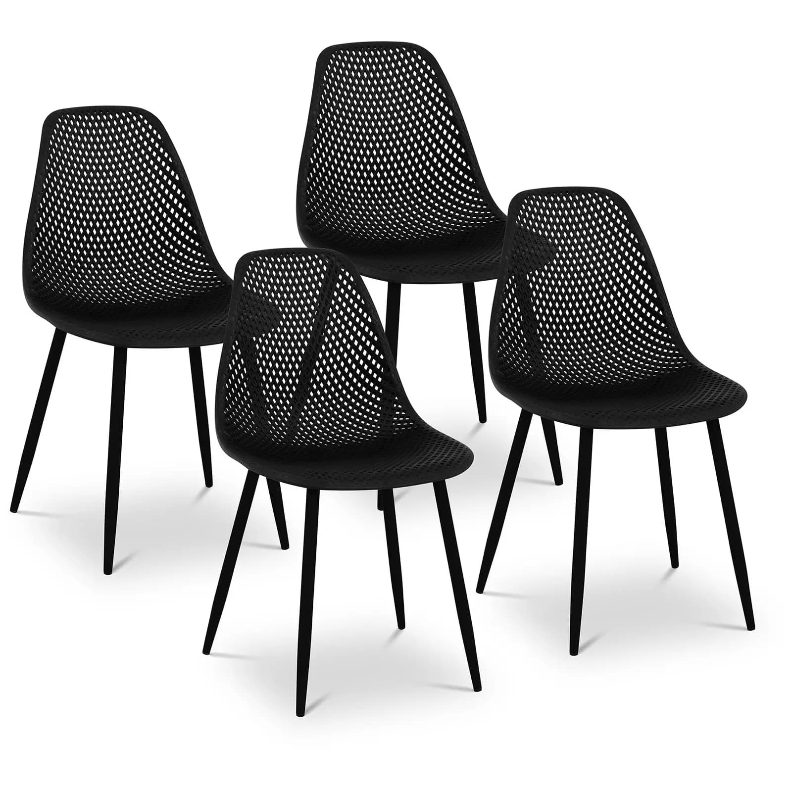 Stuhl - 4er Set - bis 150 kg - Sitzfläche 46 x 51,5 cm - schwarz