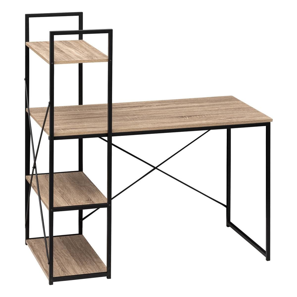 Scrivania moderna con ripiano - ferro e legno