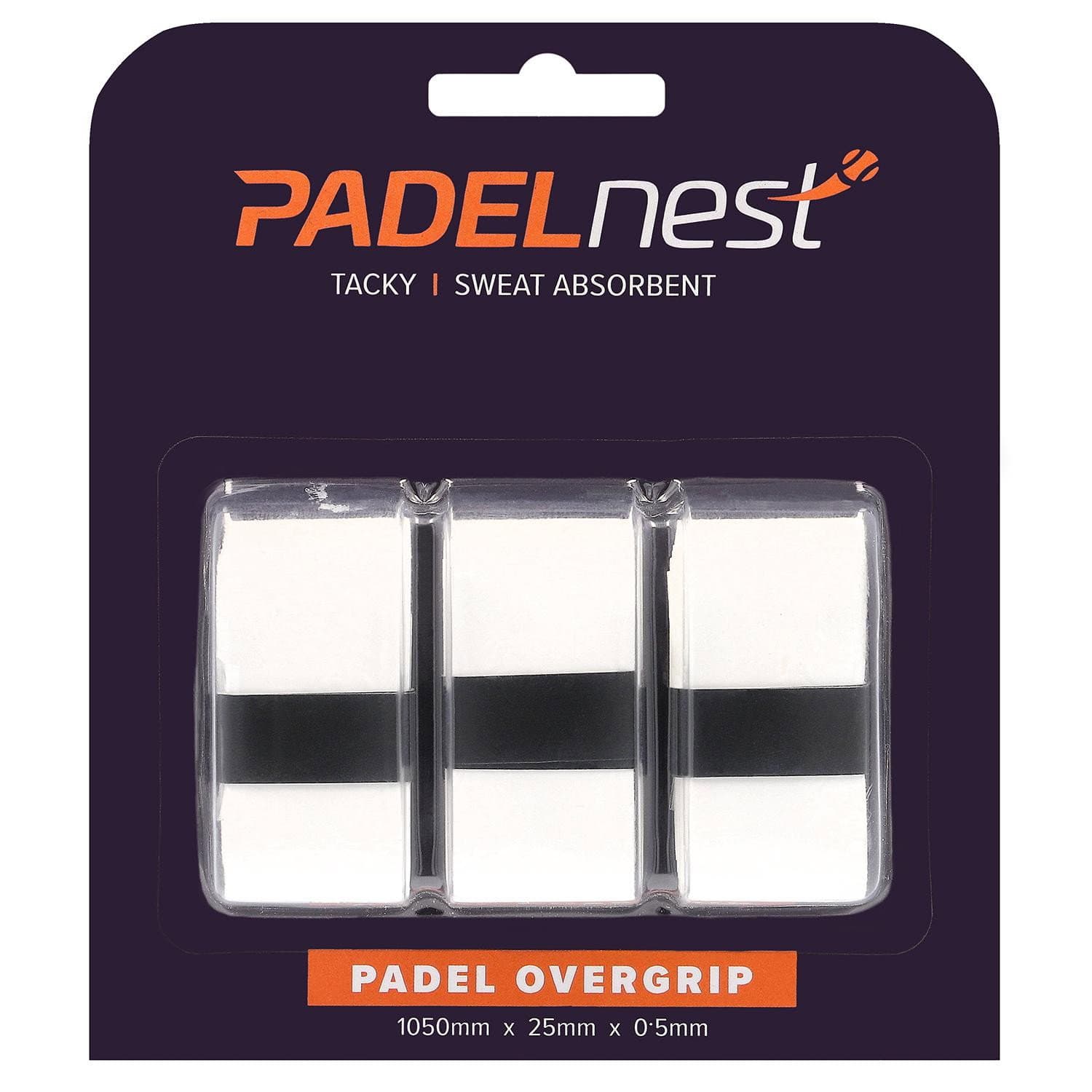 Padelnest, 3x Overgrips - Tacky - Weiß