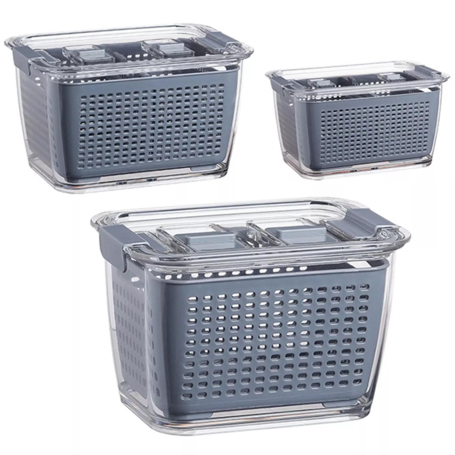 3x Aufbewahrungsboxen mit Sieben - 3 Größen
