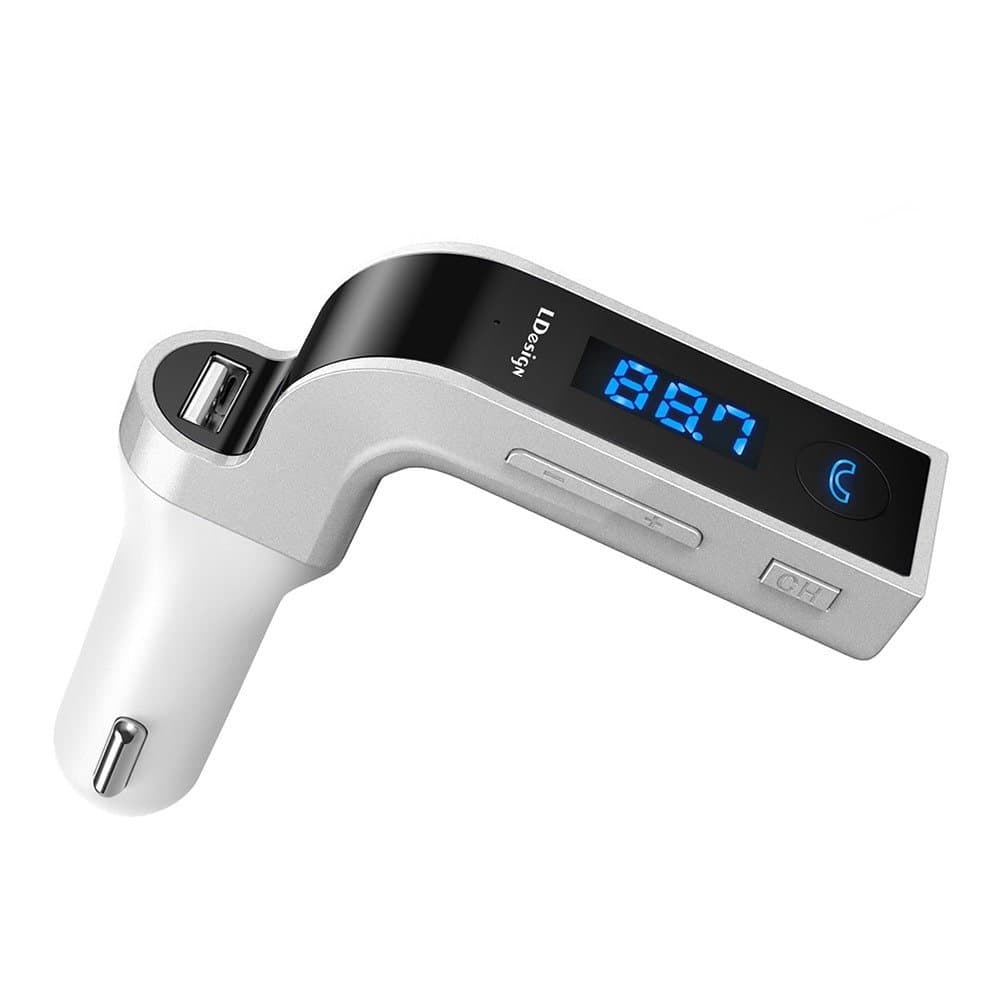 Transmetteur FM avec mains libres Bluetooth, Argent