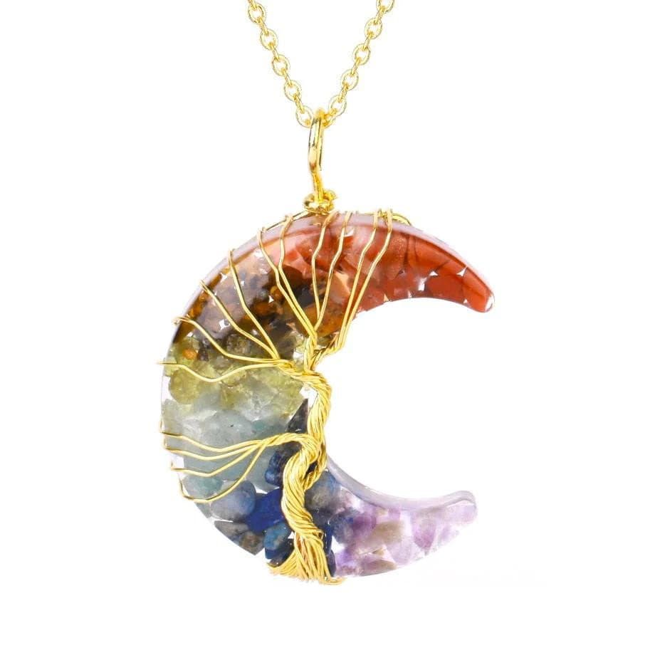 Collier Lune avec Cristaux Chakra