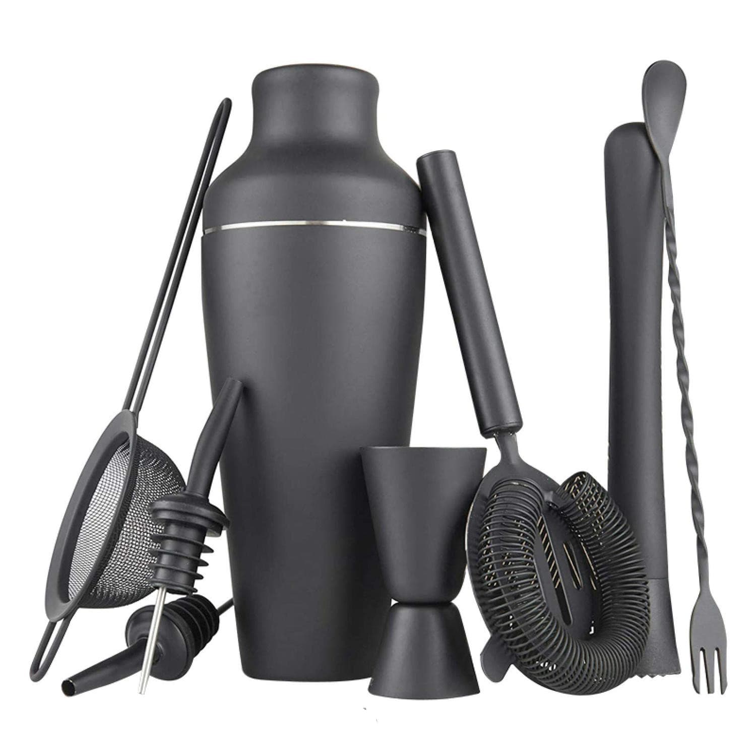 Set Shaker Cocktail, 8 Parti - Nero Opaco