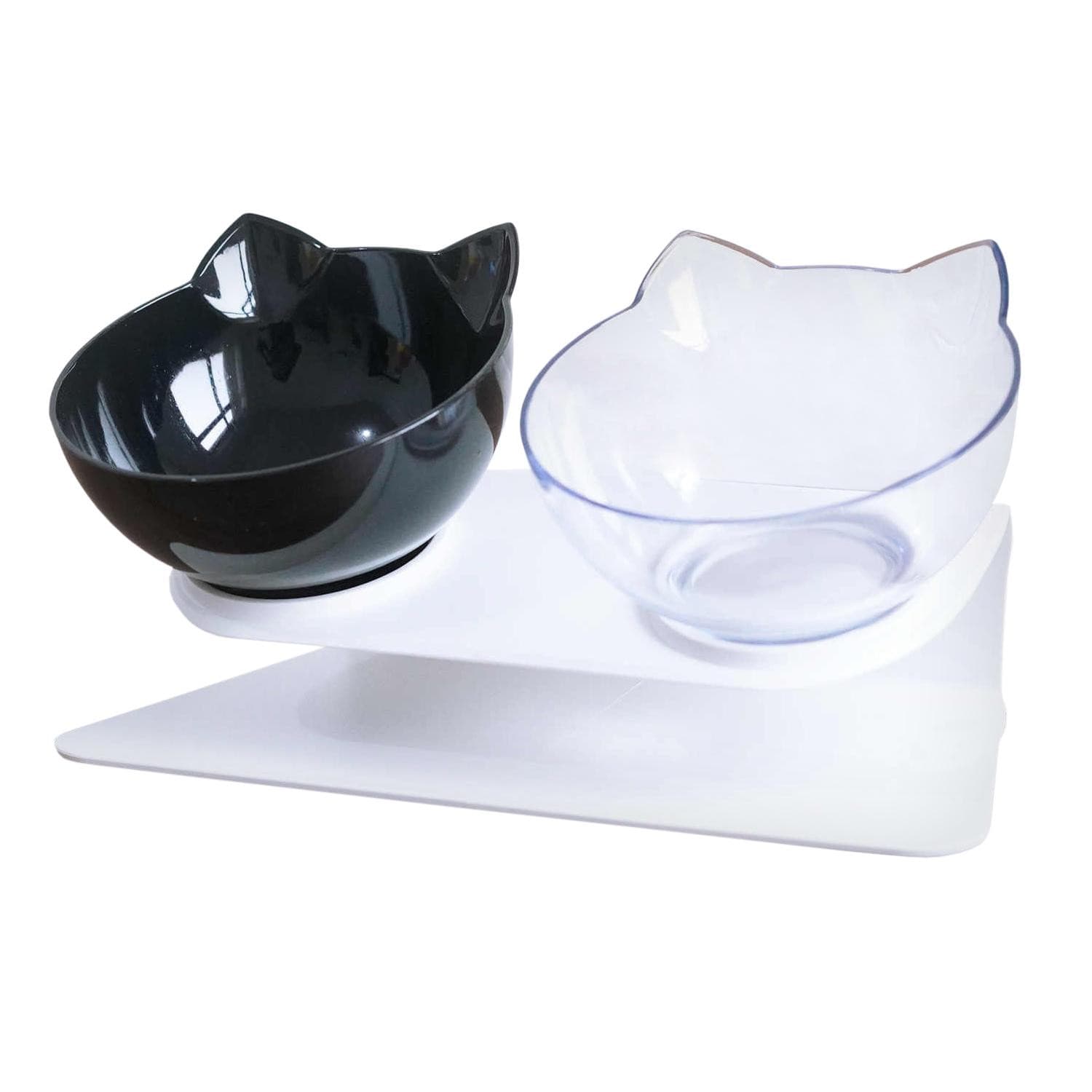 2 ciotole ergonomiche per gatti - nere/trasparenti