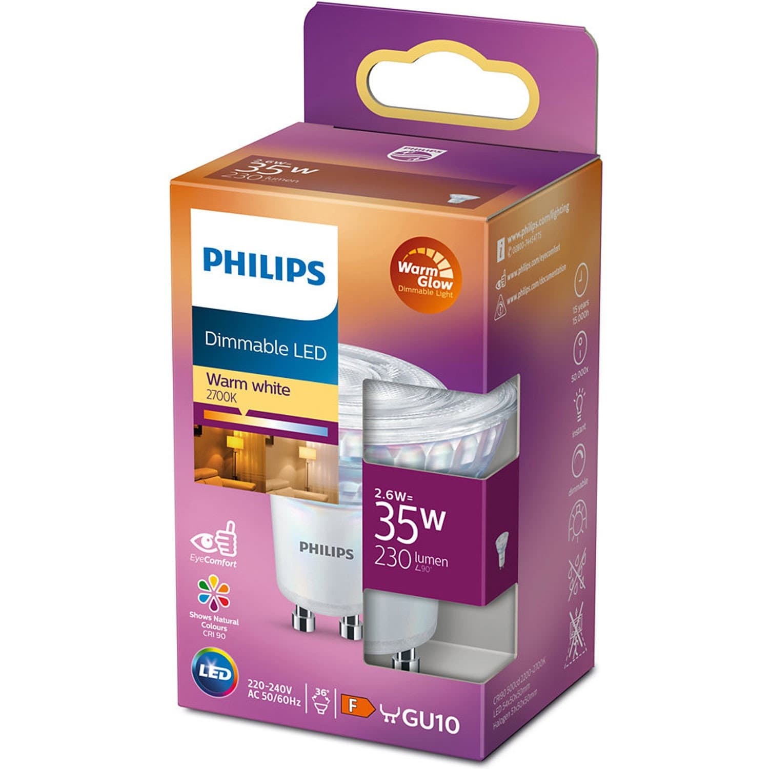 Faretto LED GU10 35W Dimmerabile WarmGlow 230lm