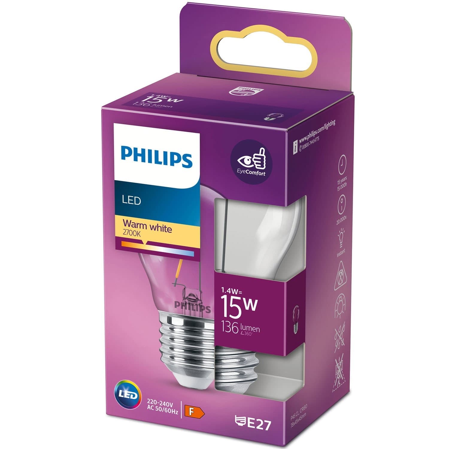Globe LED E27 15W Transparent 136lm