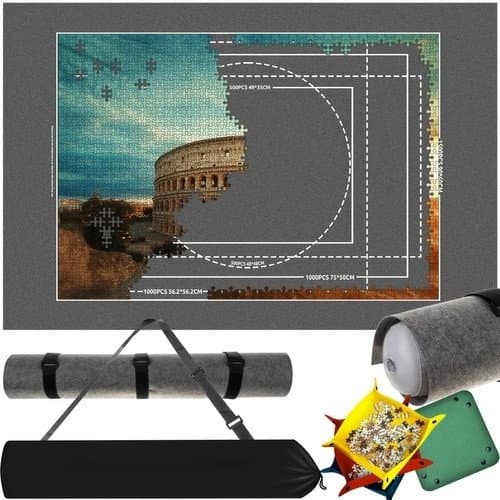Tappetino puzzle multicolore con tubo e borsa