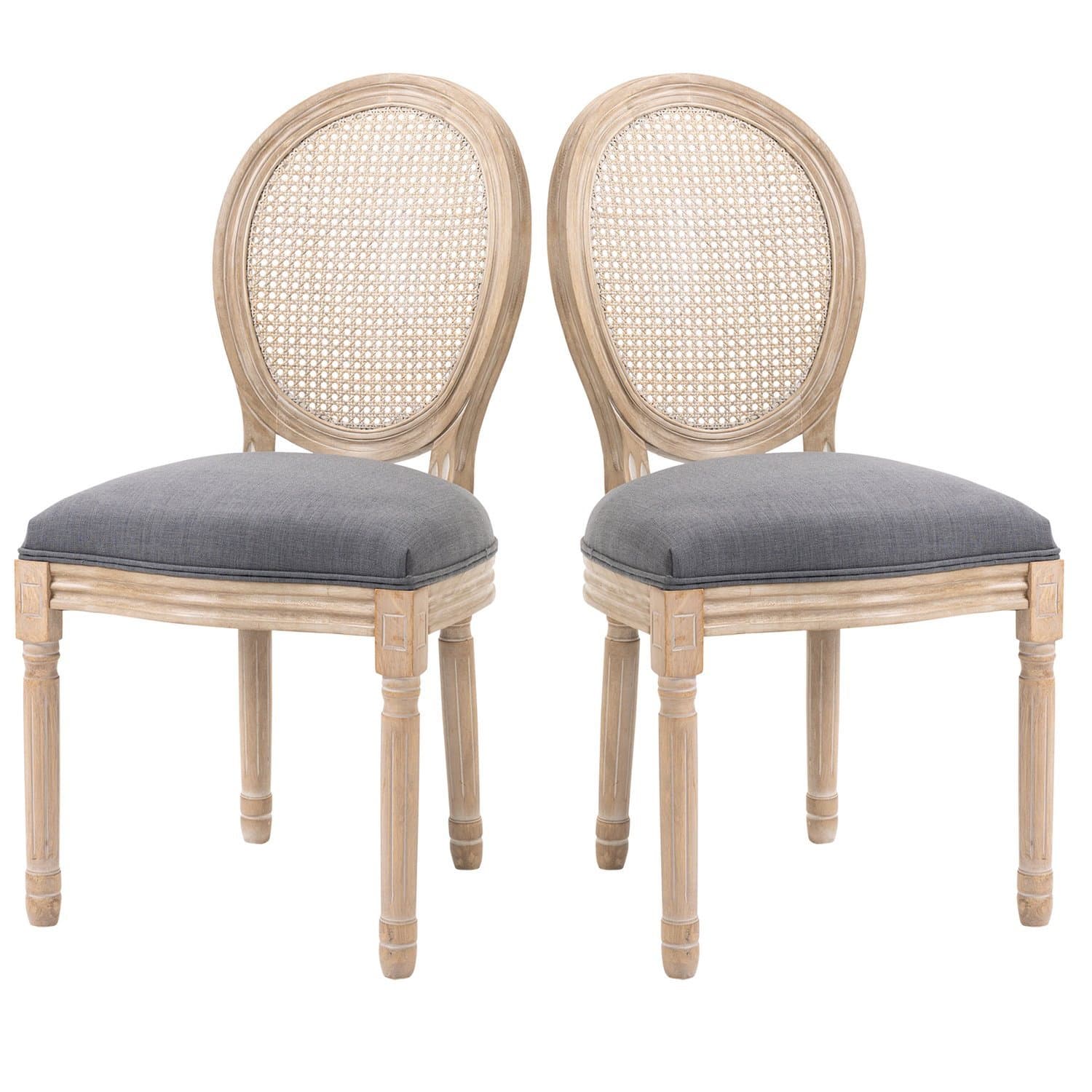 Lot de 2 chaises en rotin gris aspect lin