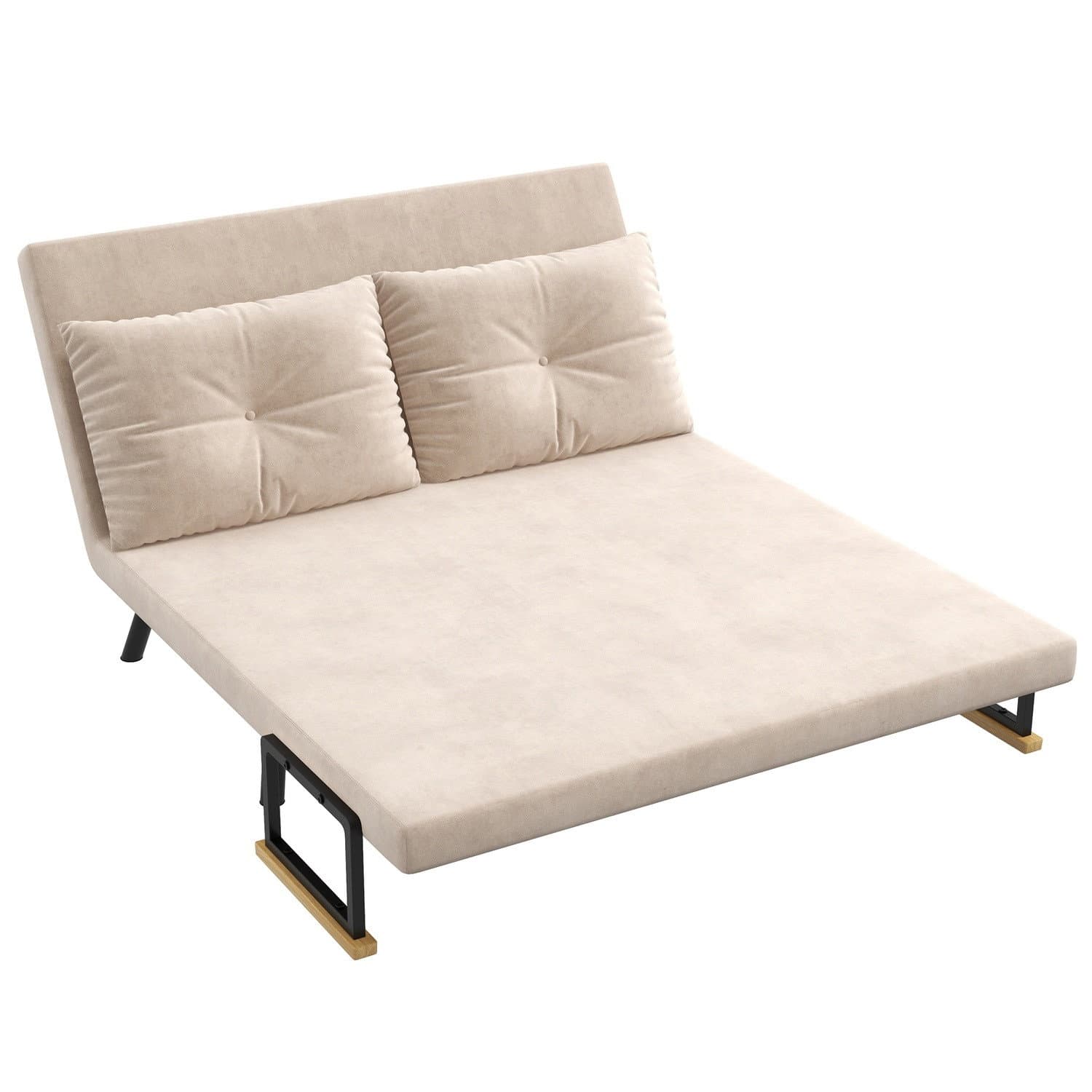 Klappbares Schlafsofa in Samtbeige