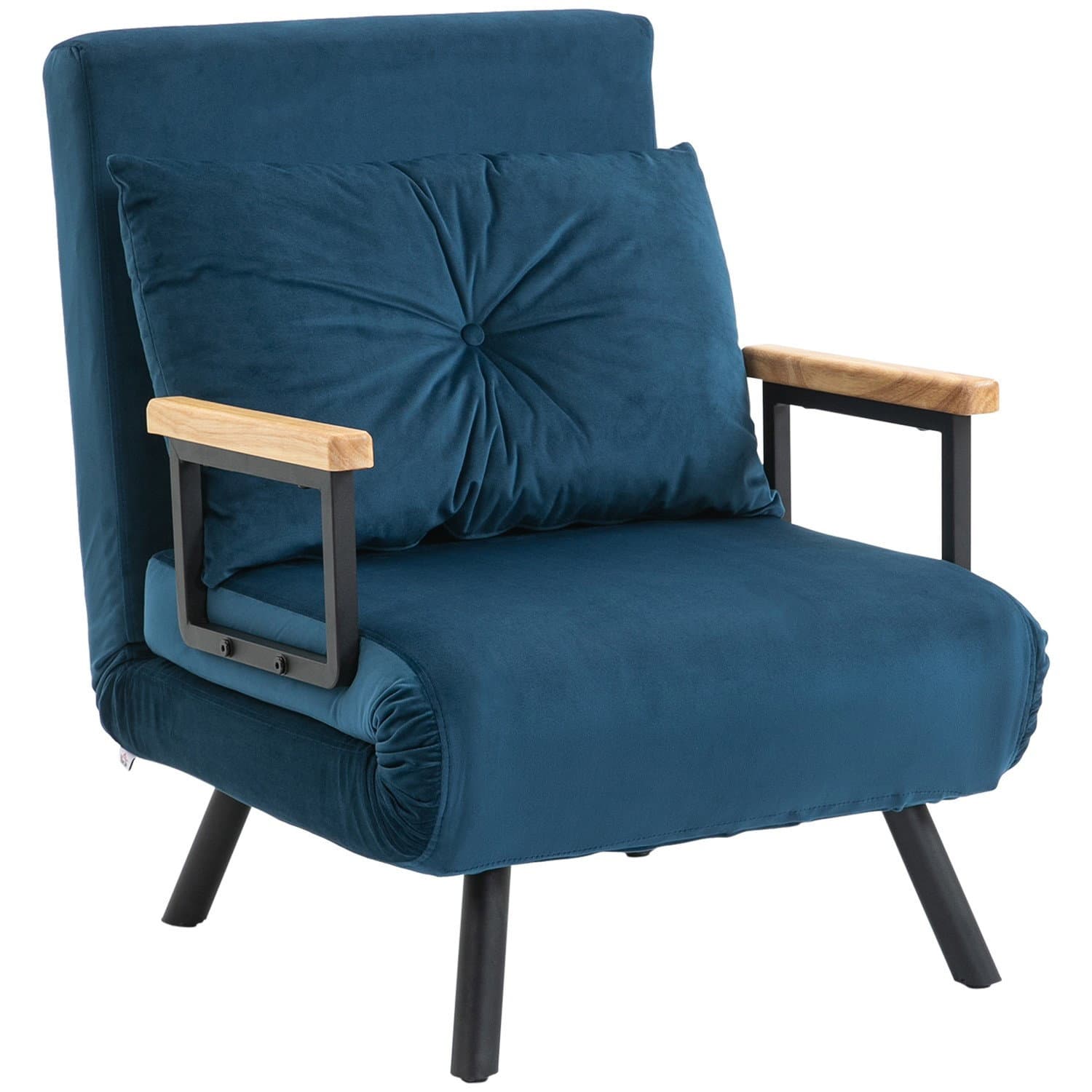 Canapé-lit en velours bleu avec dossier réglable