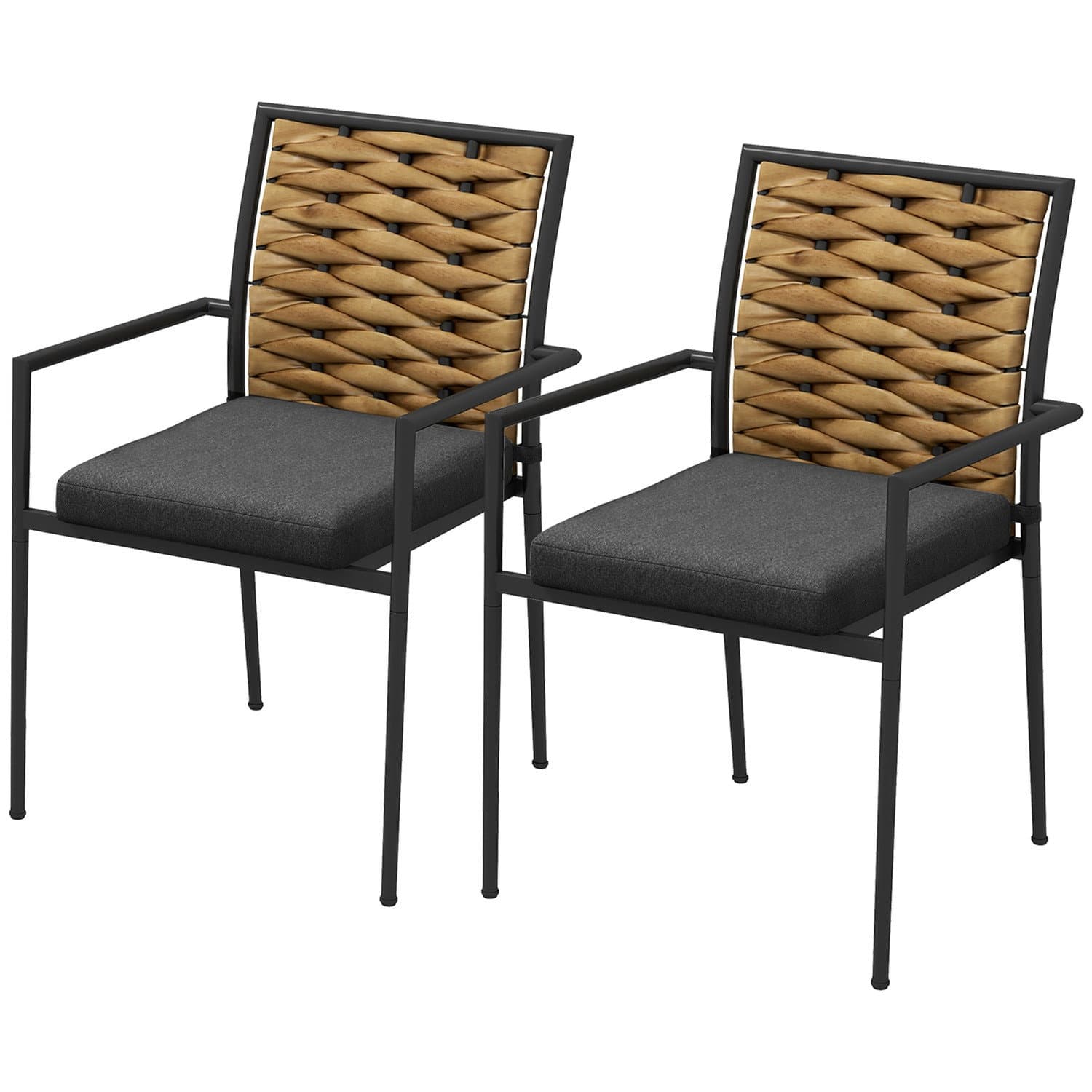 Sedie impilabili in rattan con cuscini per patio