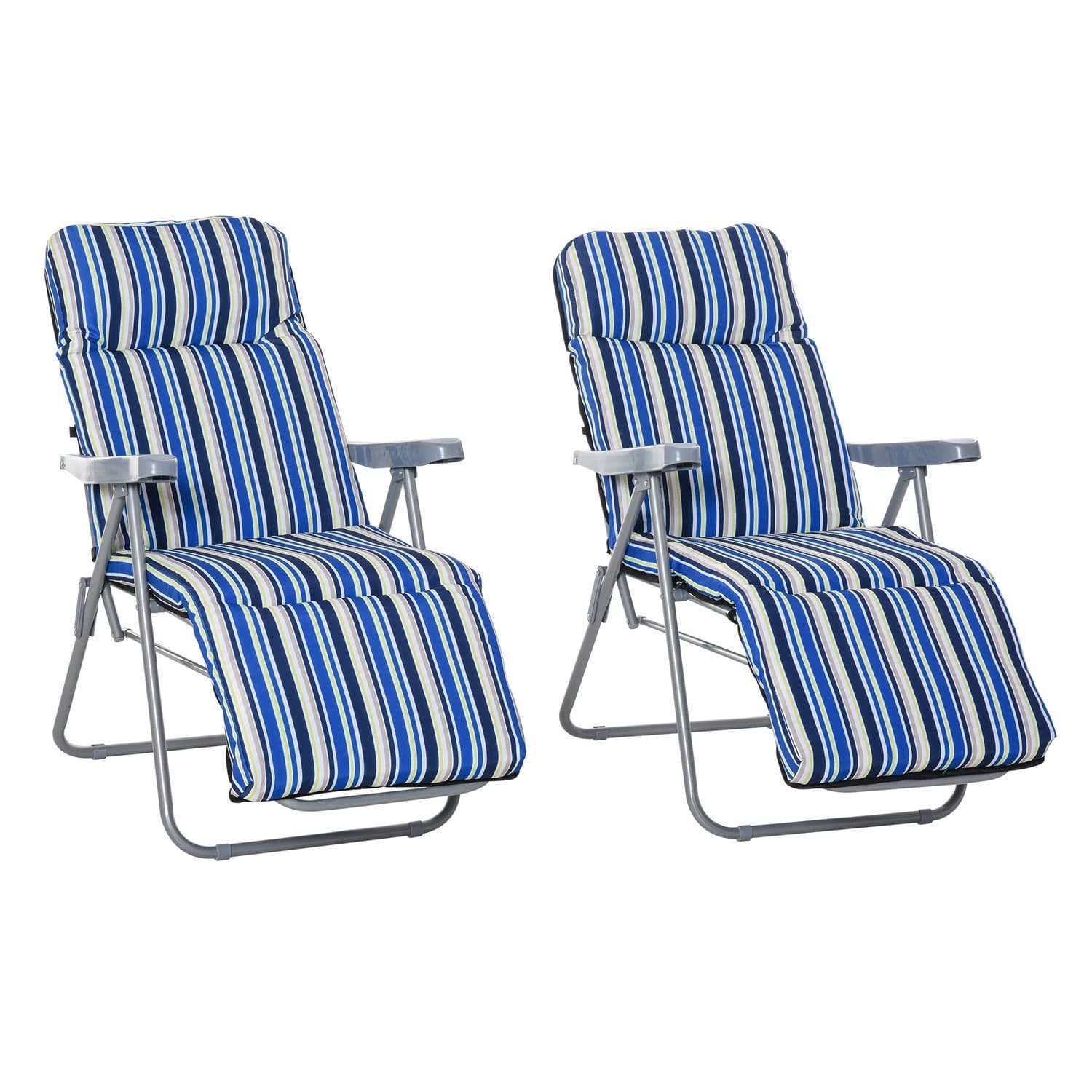 Klappbares Sonnenliegen-Set mit Kissen, Blau
