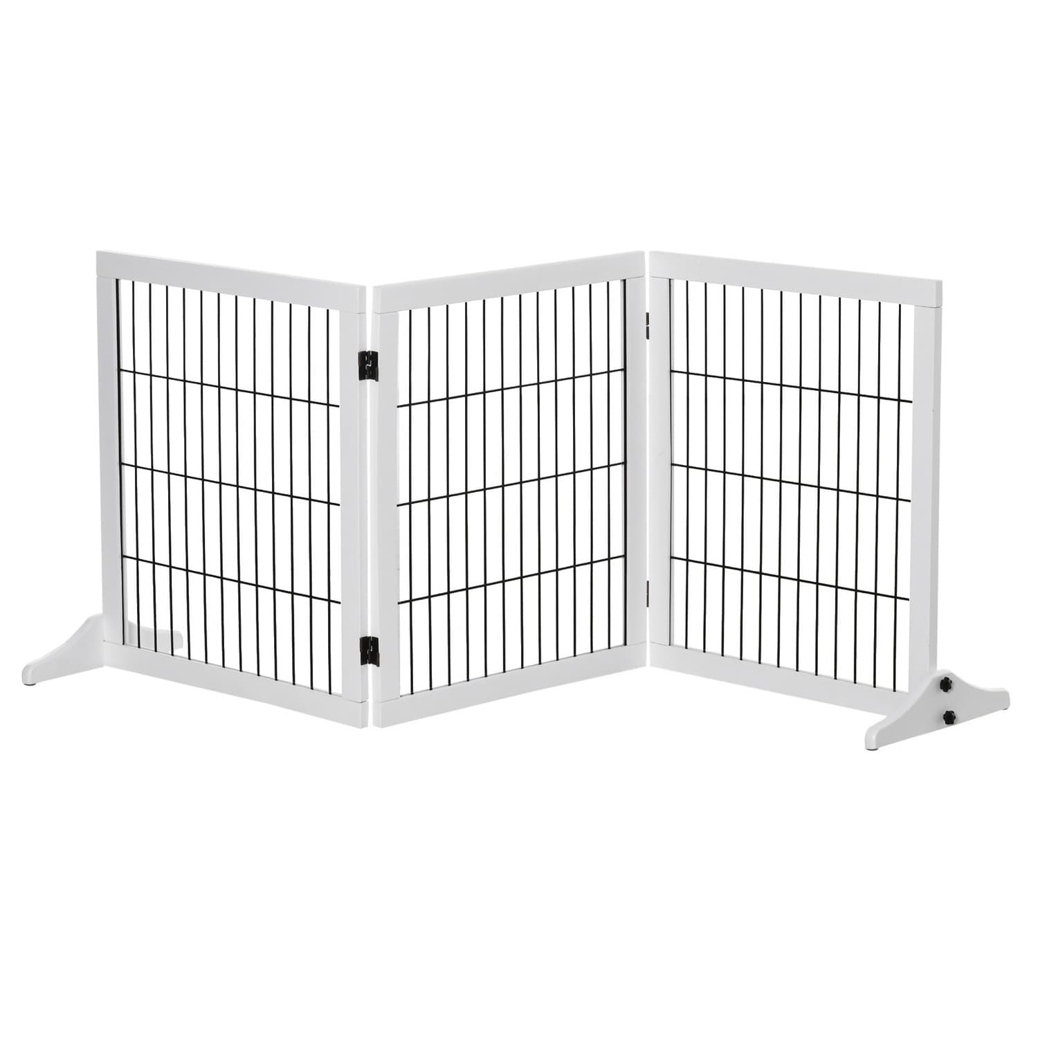 Barrière pour chien blanche en pin 185x36x71 cm