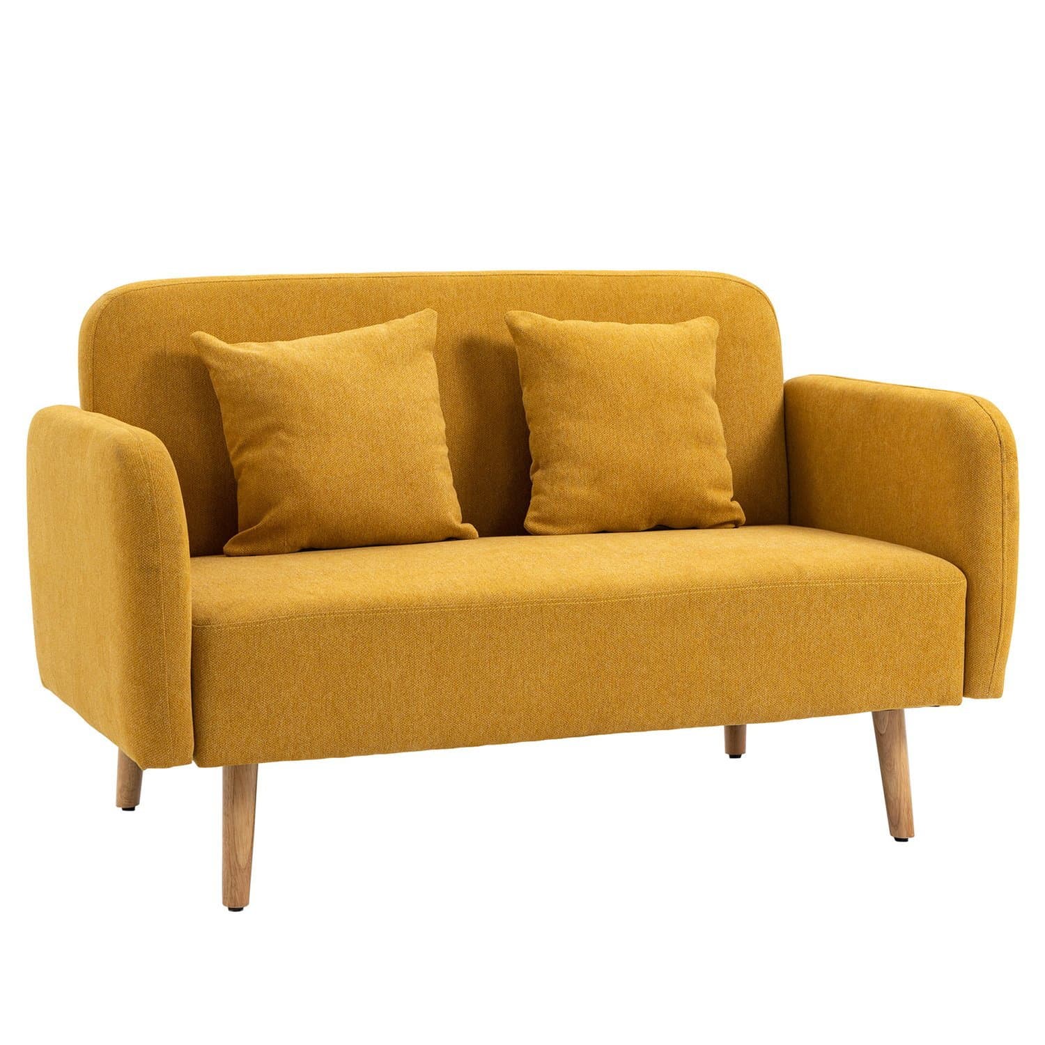 Kompaktes 2-Sitzer-Sofa mit Kissen und Fußstütze