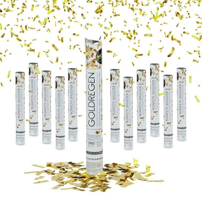 12er Set Party Poppers "Goldener Regen" 40 cm