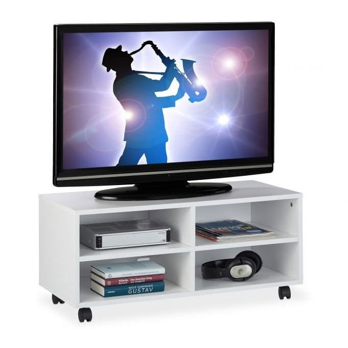 Mobile TV con 4 scomparti e ruote