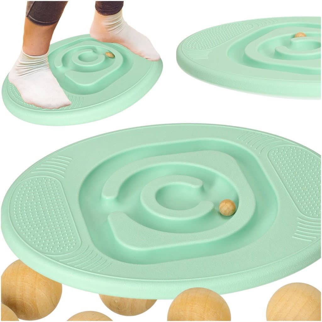 Balancierender Schwebebalken mit Kugeln blau