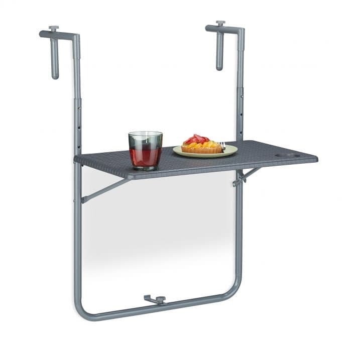 Table suspendue pliable grise pour balcon