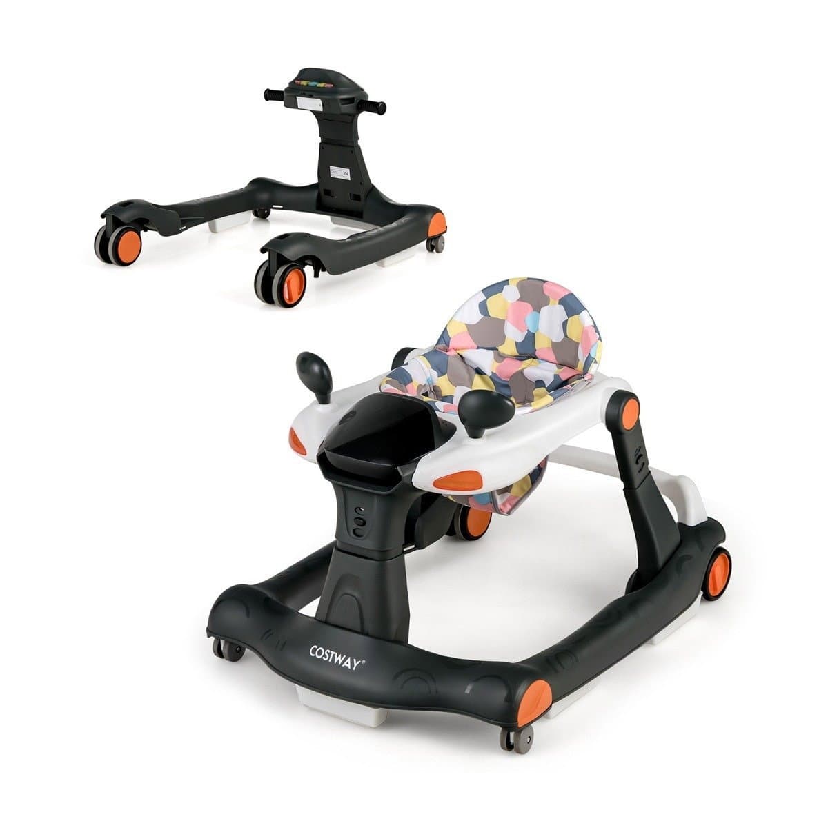 Girello pieghevole 2 in 1 nero
