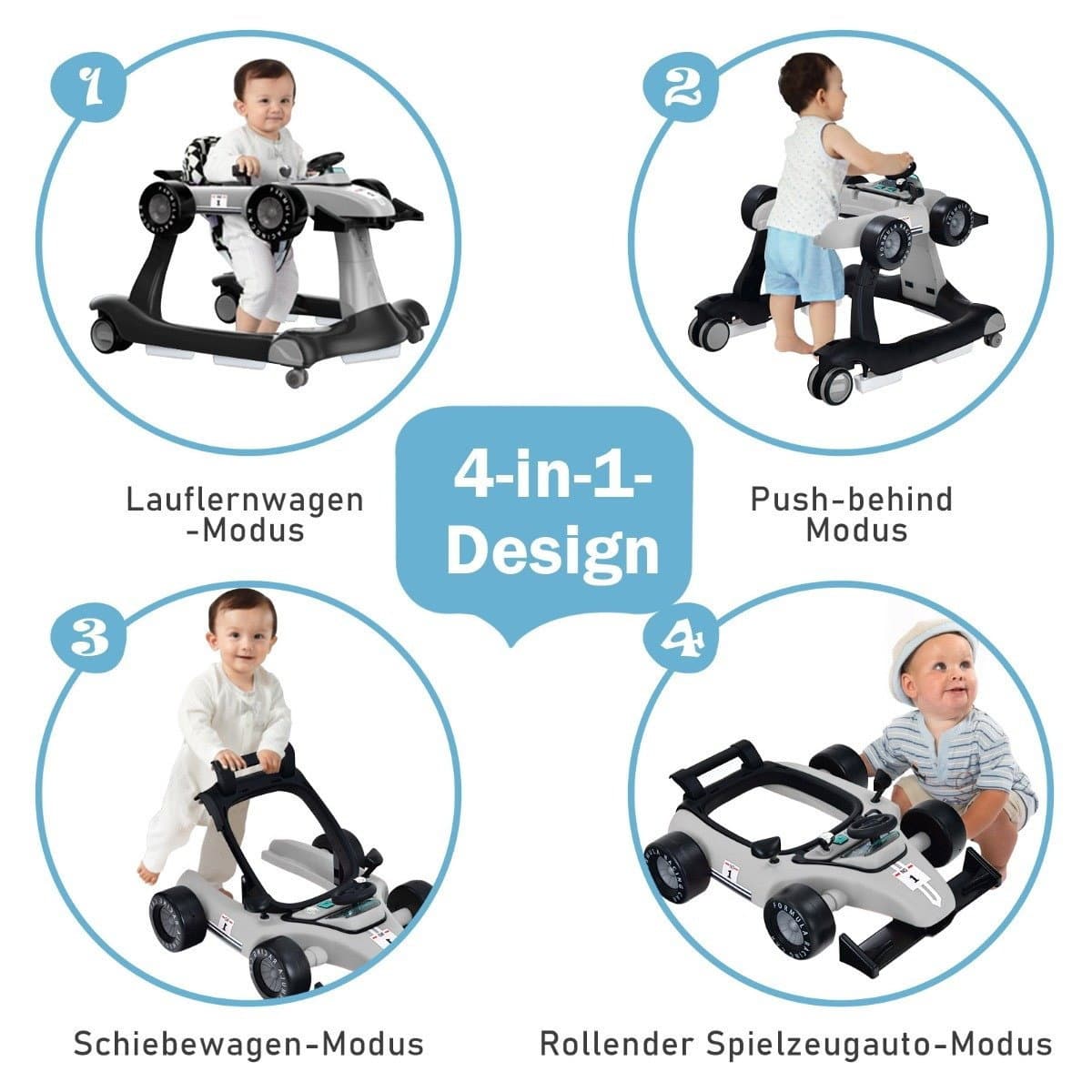 Trotteur pliable 4 en 1 gris