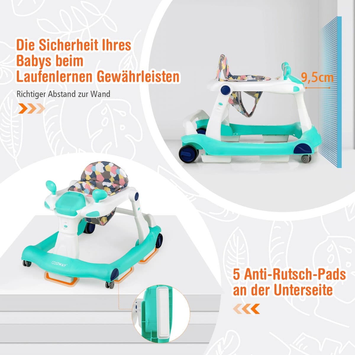 2 in 1 Lauflernwagen Klappbarer Lauflernwage Grün