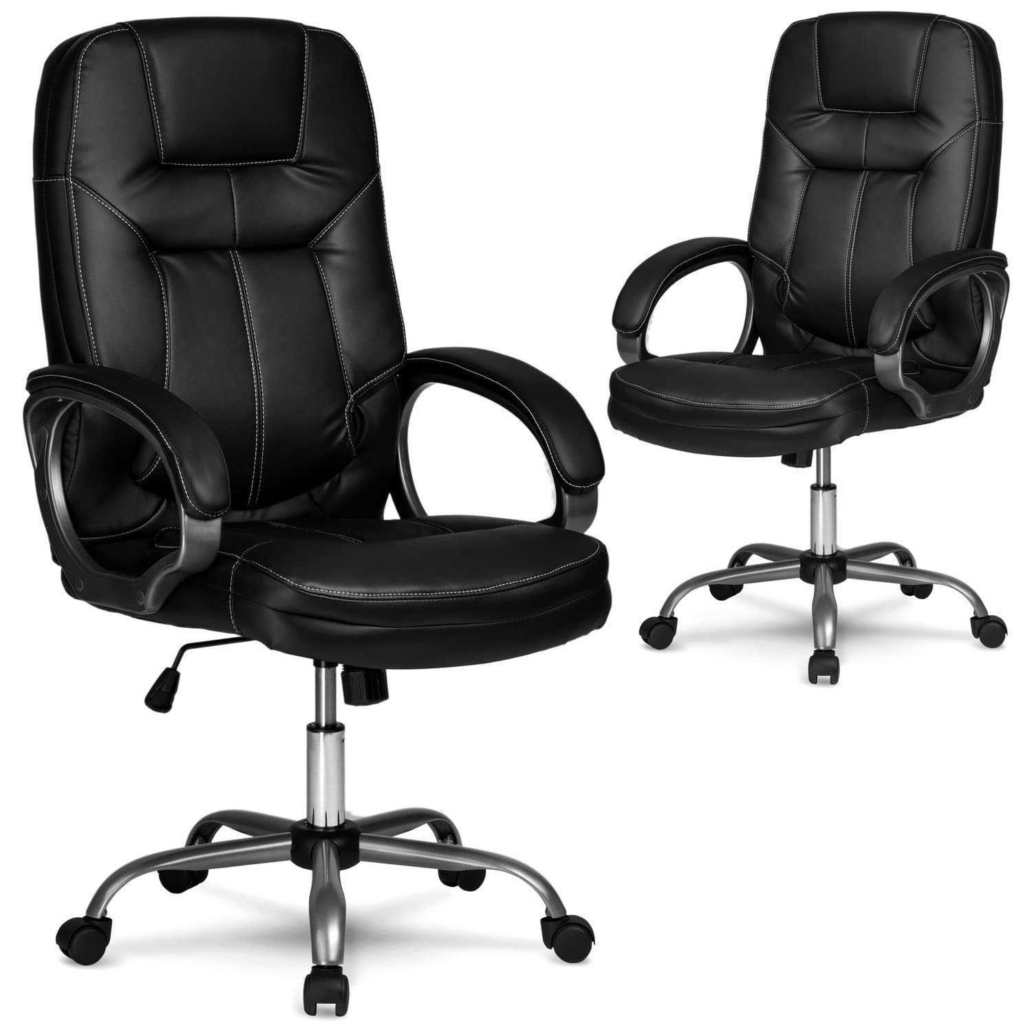 Chaise de bureau en cuir noir Sofotel 355