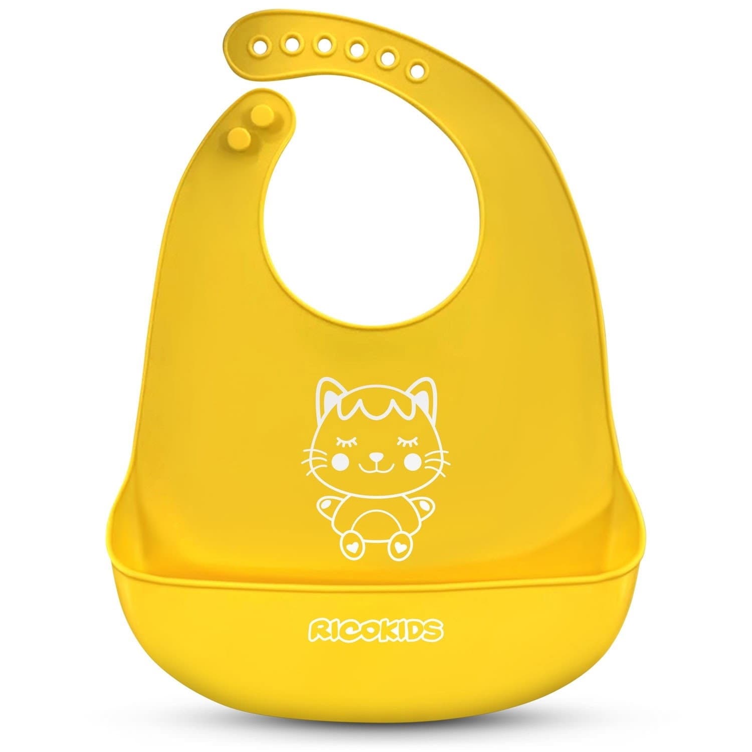 Bavaglino in silicone per la pappa Ricokids giallo