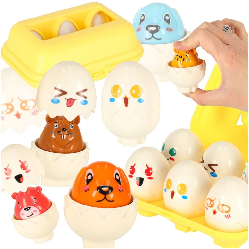 Puzzle-Eierblöcke Montessori-Tiere 6-tlg.