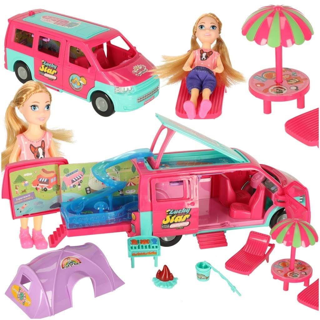 Puppen-Camping-Set – Wohnmobil, Pool, Zubehör