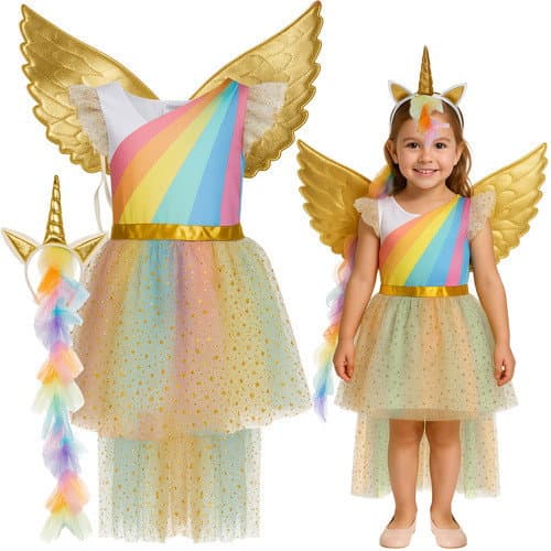 Einhornkostüm für Kinder, 3-teiliges Set, 122–128 cm