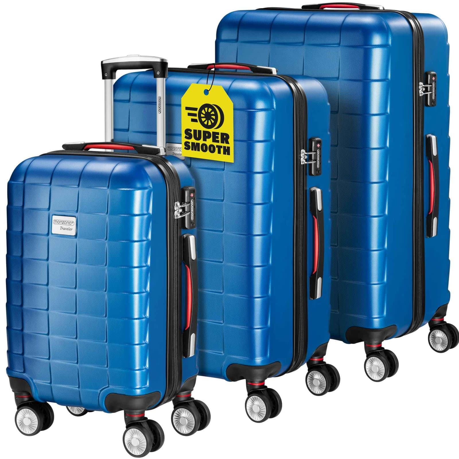 Set di valigie rigide – 3 pezzi, blu, 40L-105L