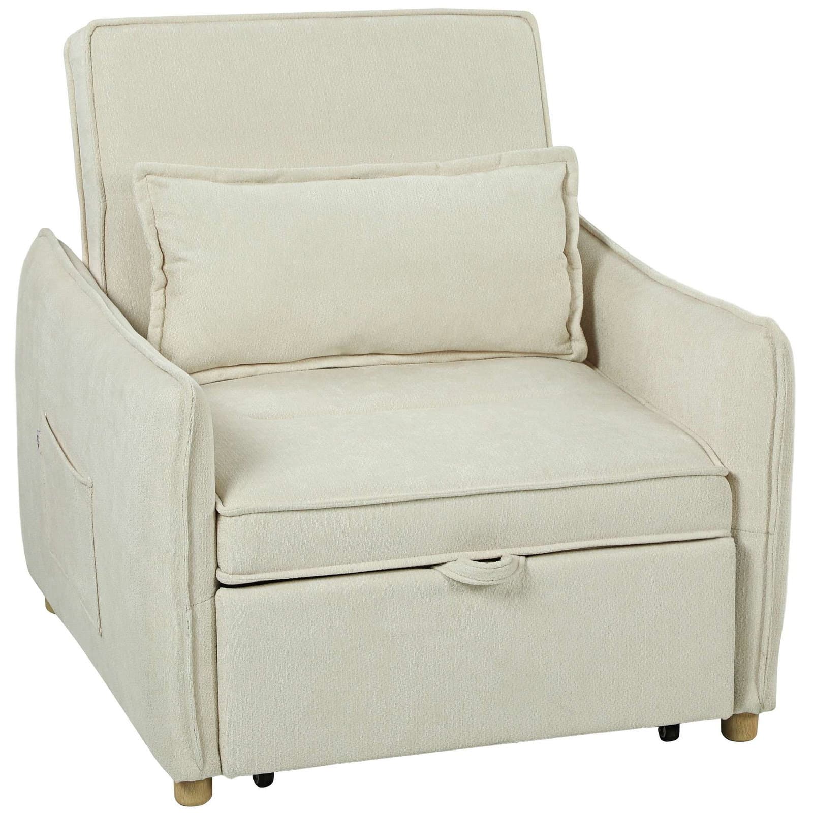 3-in-1-Schlafsofa mit Bettfunktion – Creme