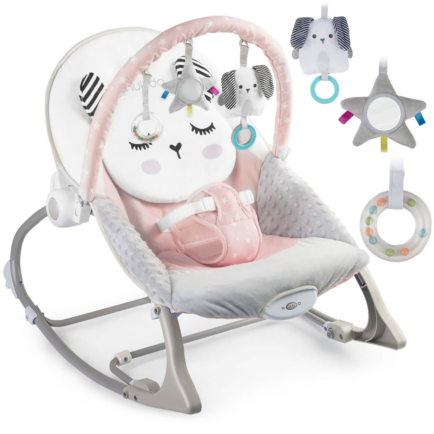 Transat bébé vibrant – Rose, multifonction, sûr