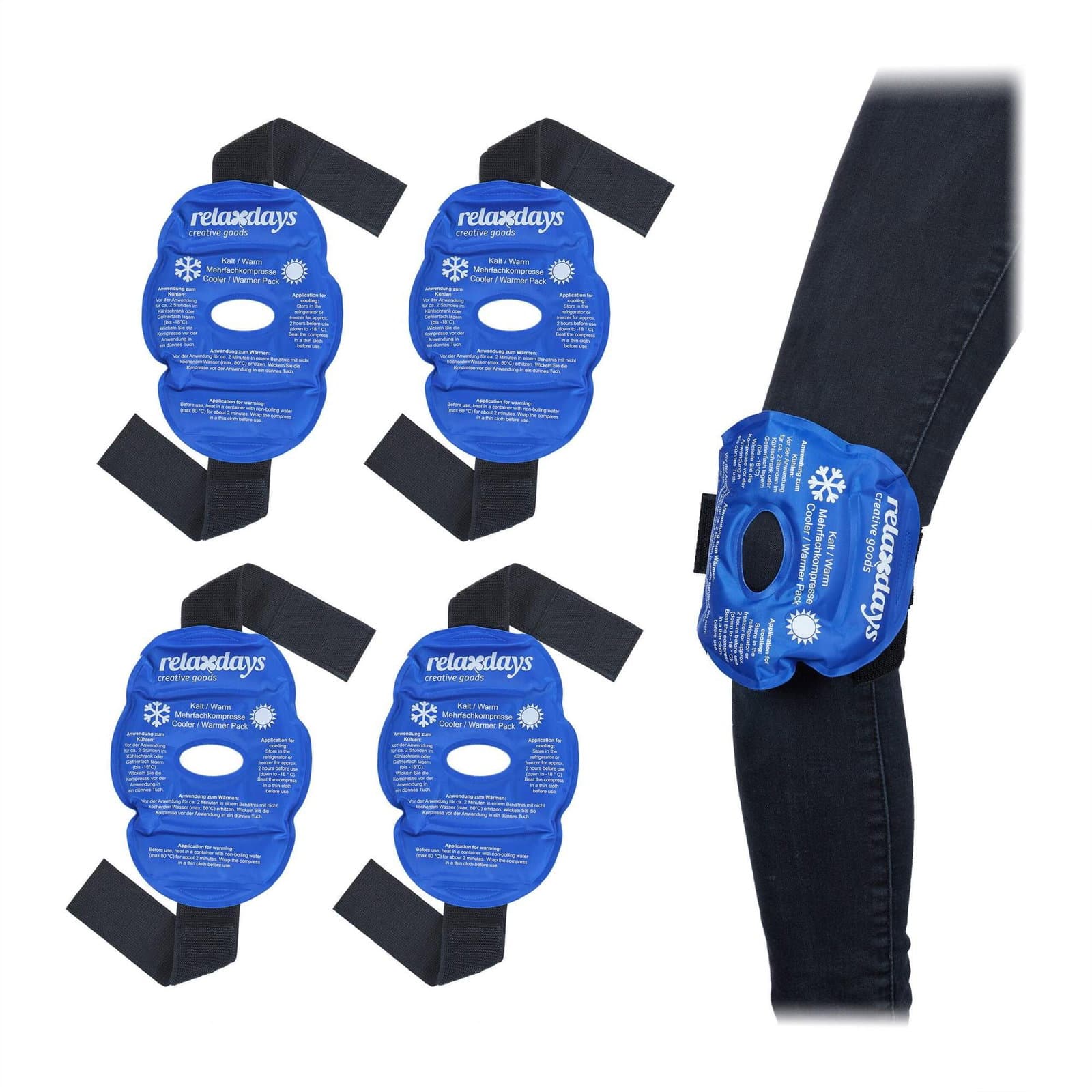 4er-Set Gel-Knieschoner zum Anschnallen in Blau