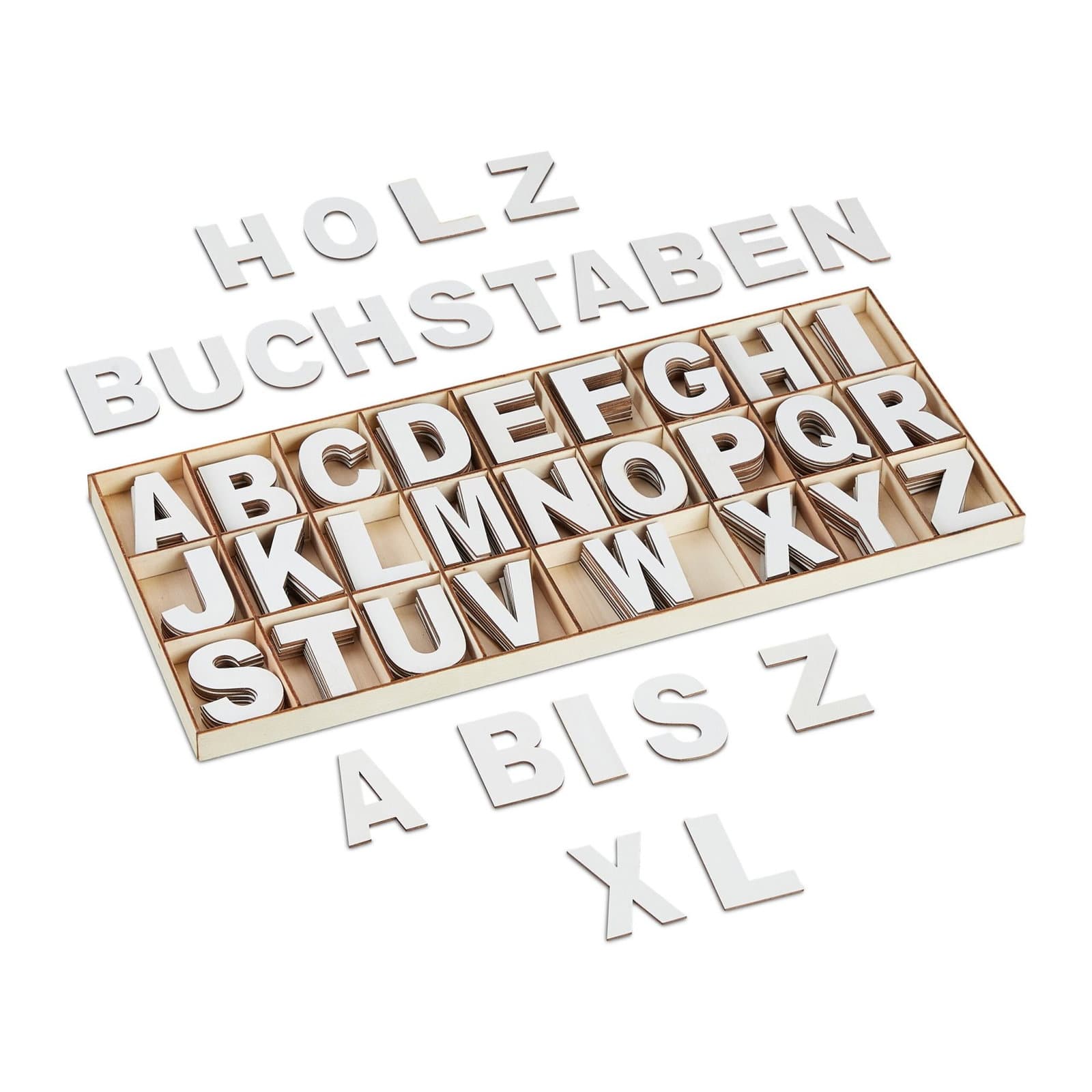 set di lettere in legno con 208 parti bianche