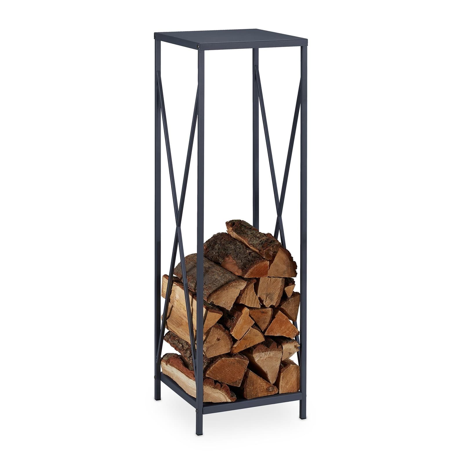 Etagère bois en métal gris