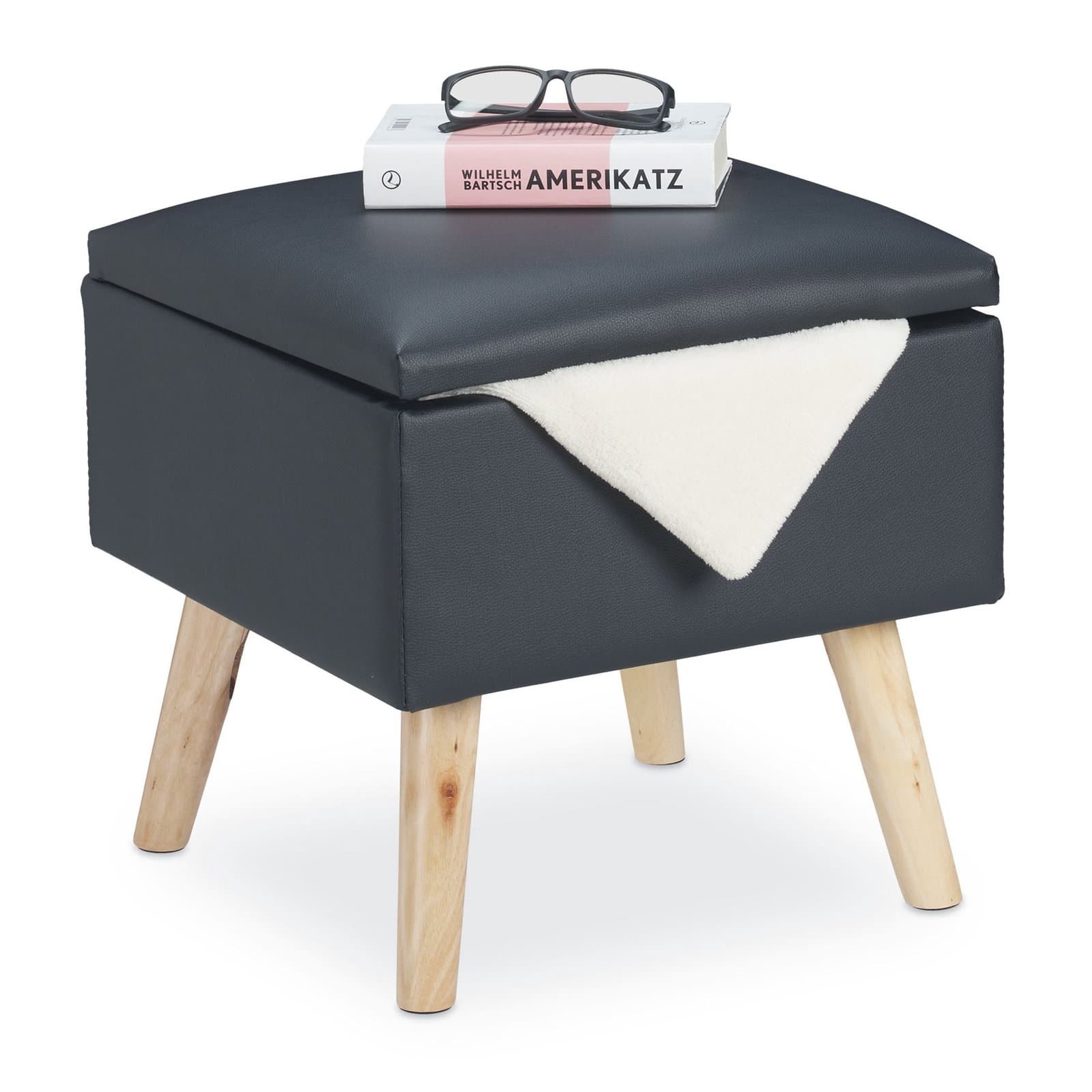 Sgabello con vano contenitore Pelle artificiale
