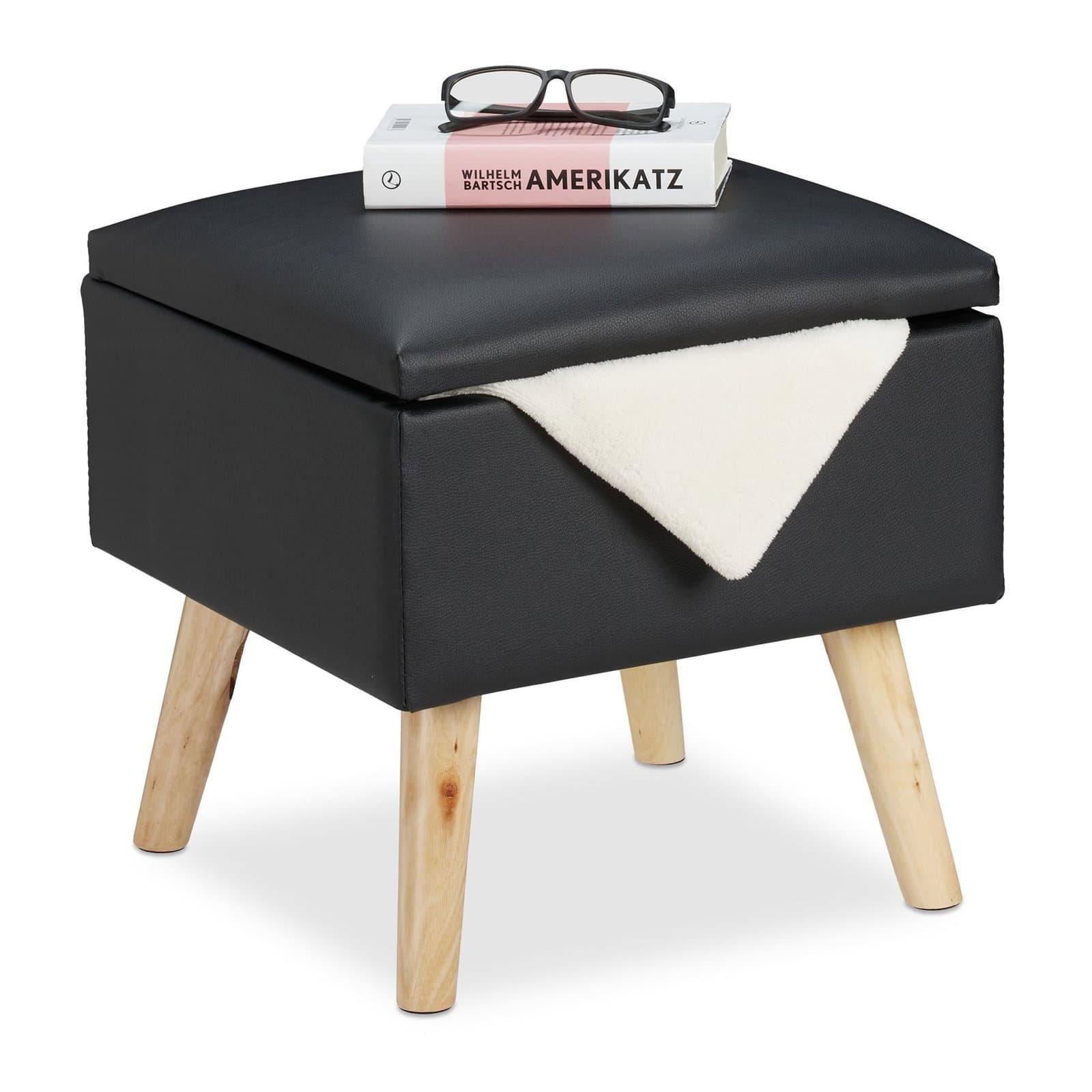 Sgabello con vano contenitore Pelle artificiale