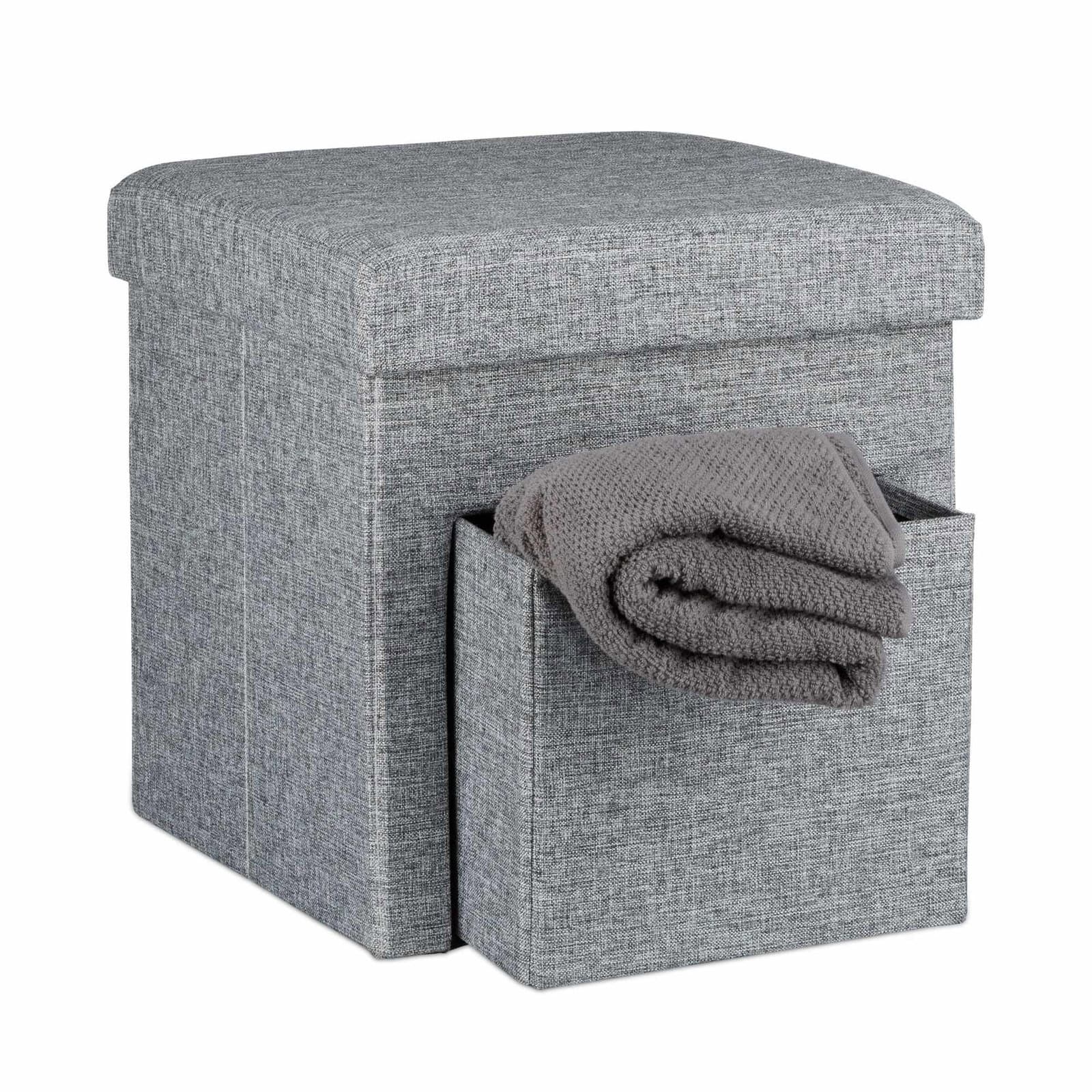 Klapphocker aus Leinen mit Fach