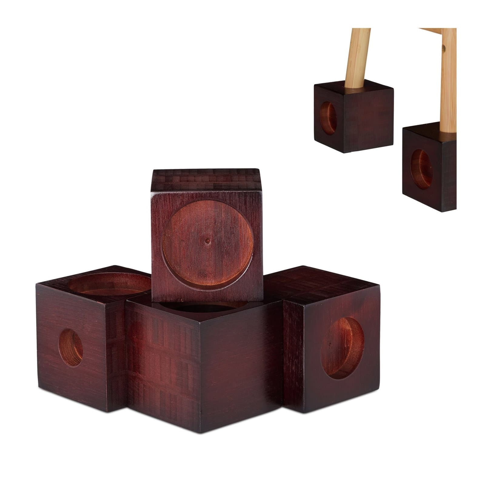 Ensemble de 4 rehausseurs de meubles en bambou