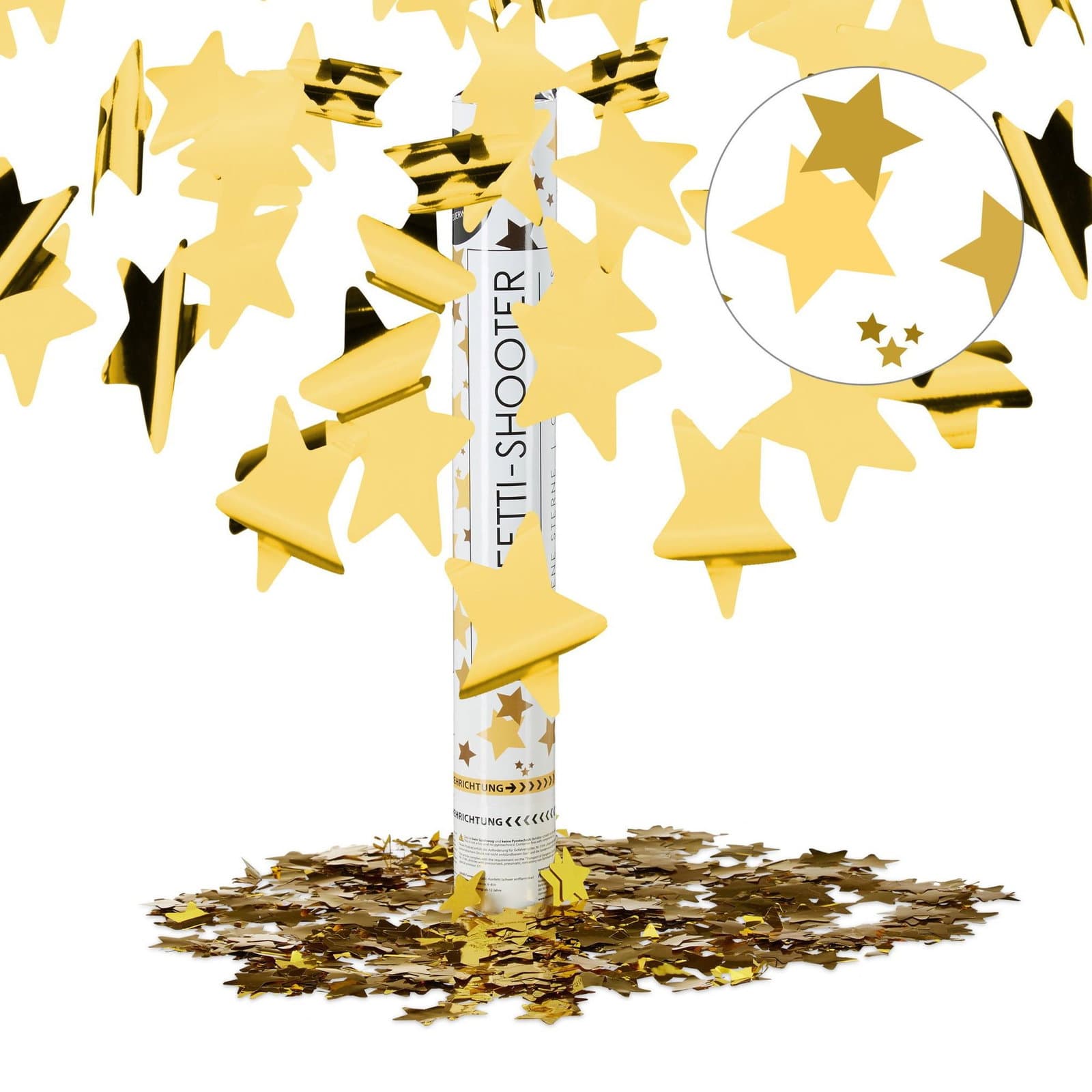 Canon à confettis étoiles dorées