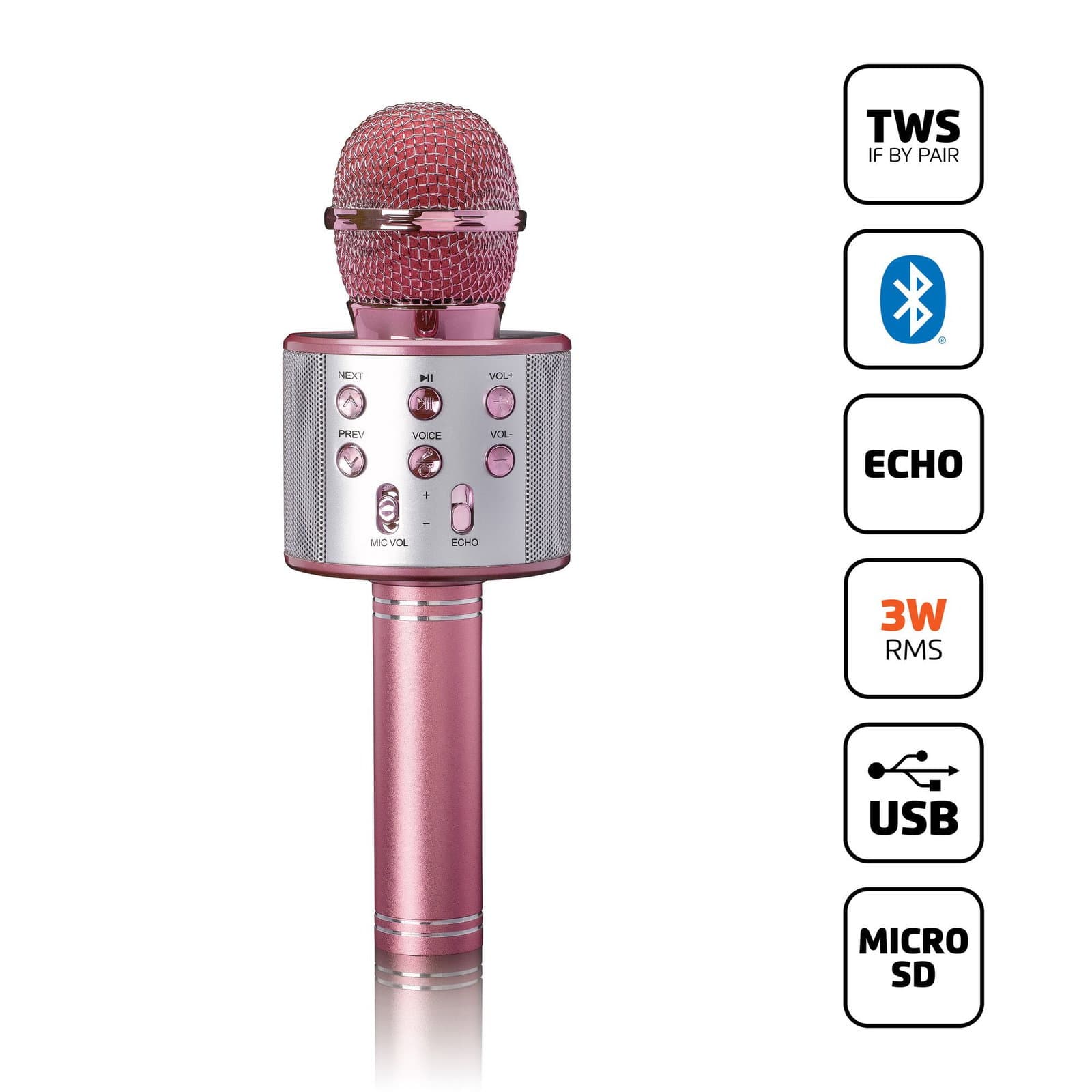 Karaoke-Mikrofon mit Bluetooth, USB- und SD-Player