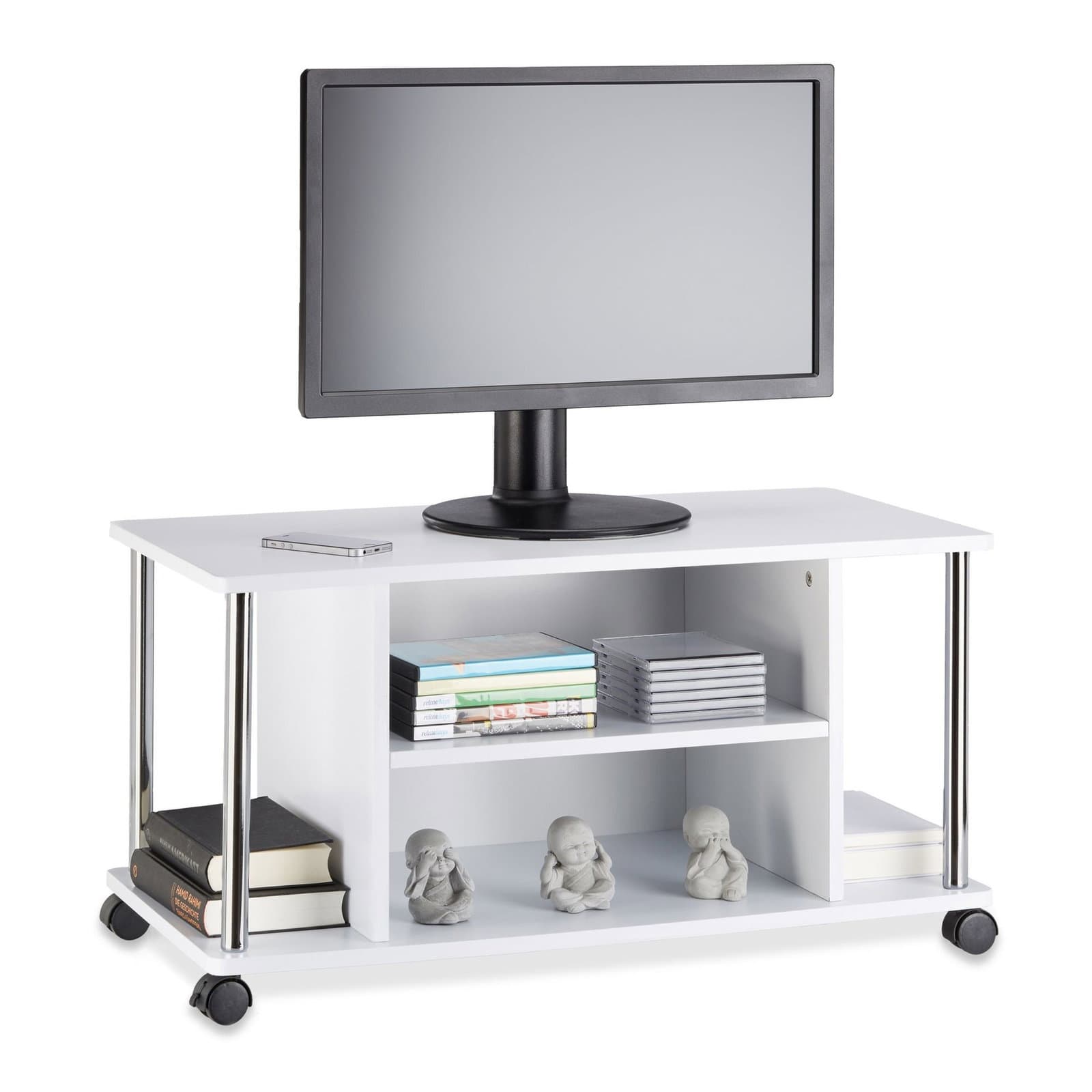 Table TV blanche avec roulettes