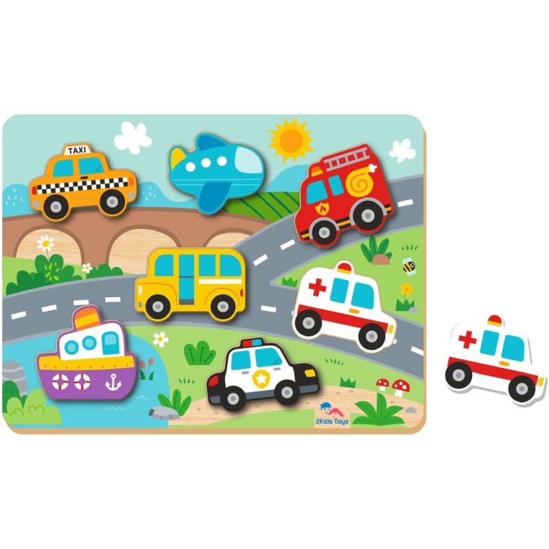 2Kids Toys Shape Puzzles Activity Steckspielzeug Traffic 12m+ 8 St.