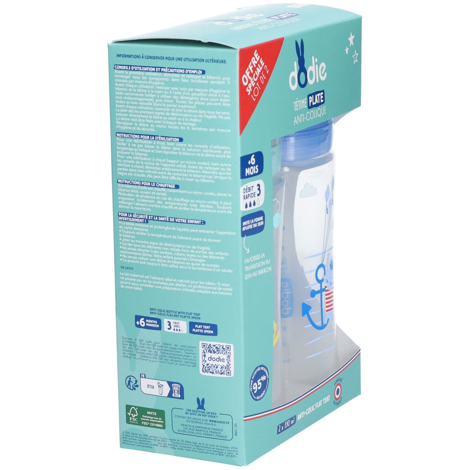 Dodie Flasche Flachsauger Langsamer Fluss Air Duo view 2