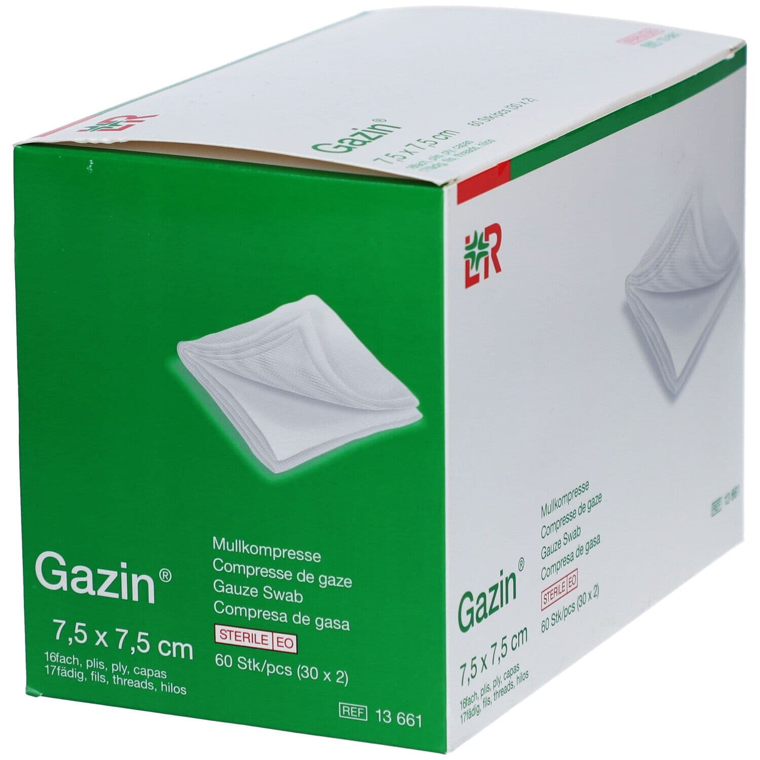 Lohmann & Rauscher Gazin® Mullkompressen steril 7,5 x 7,5 cm 16-fach view 2