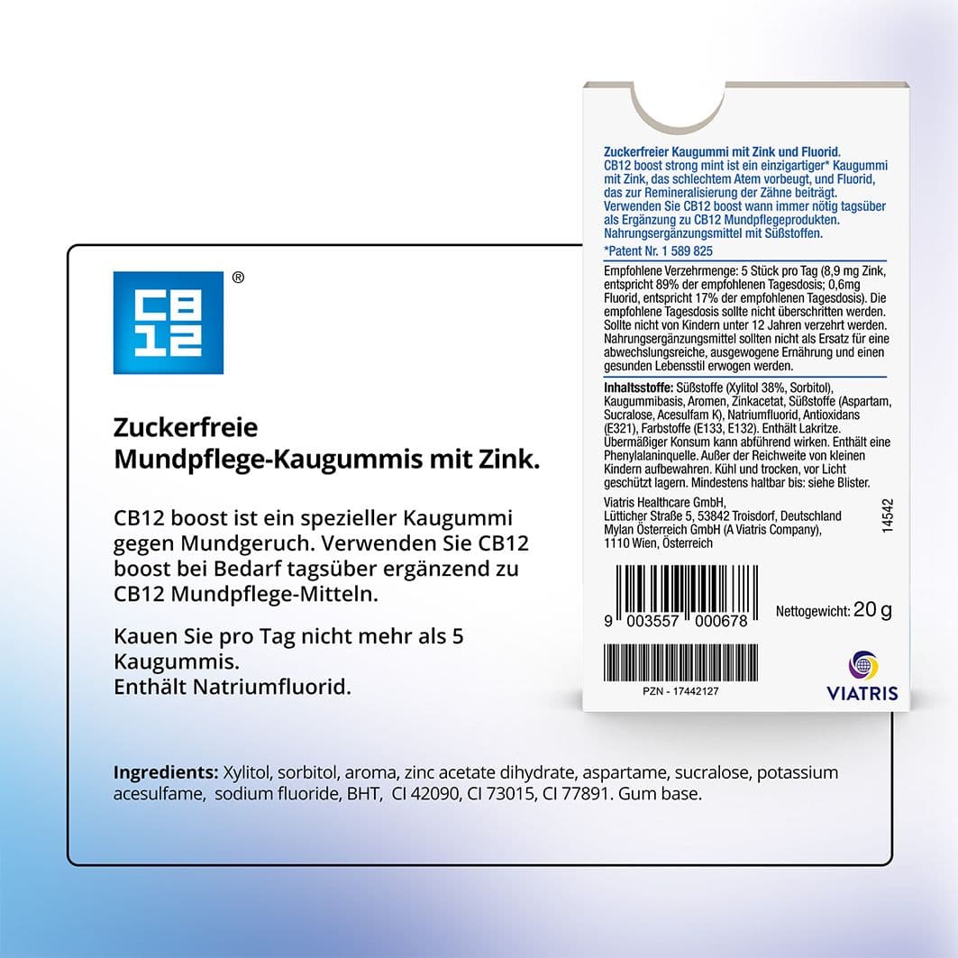 Cb12 Boost Strong Mint Kaugummi: Zuckerfreie Mundpflege-Kaugummis gegen Mundgeruch, view 2