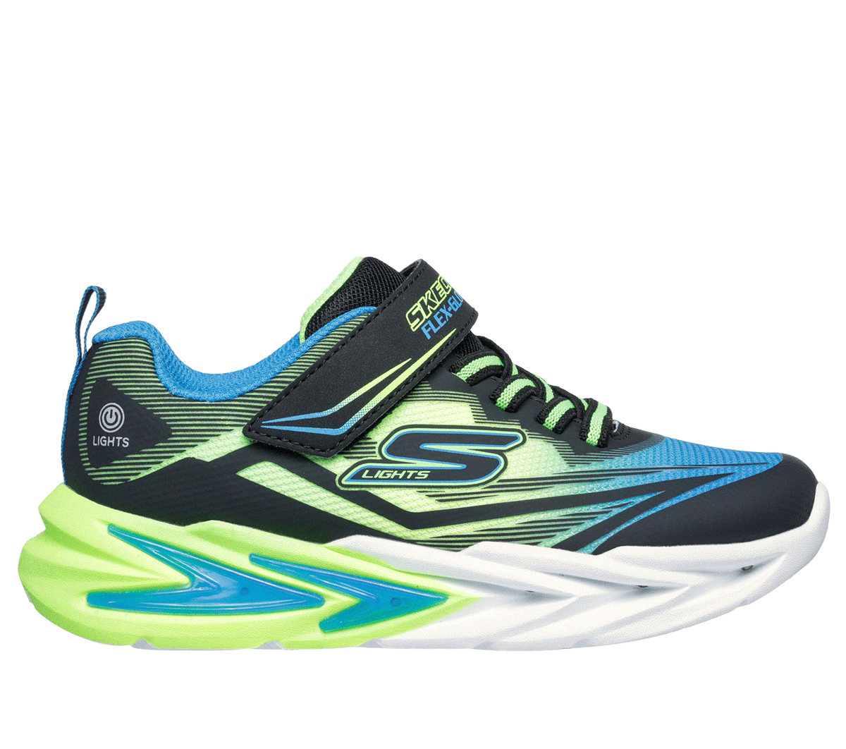 Skechers Jungen S-Lights: Flex-Glow Ultra Sneaker in Schwarz/Grün, Größe 27.5