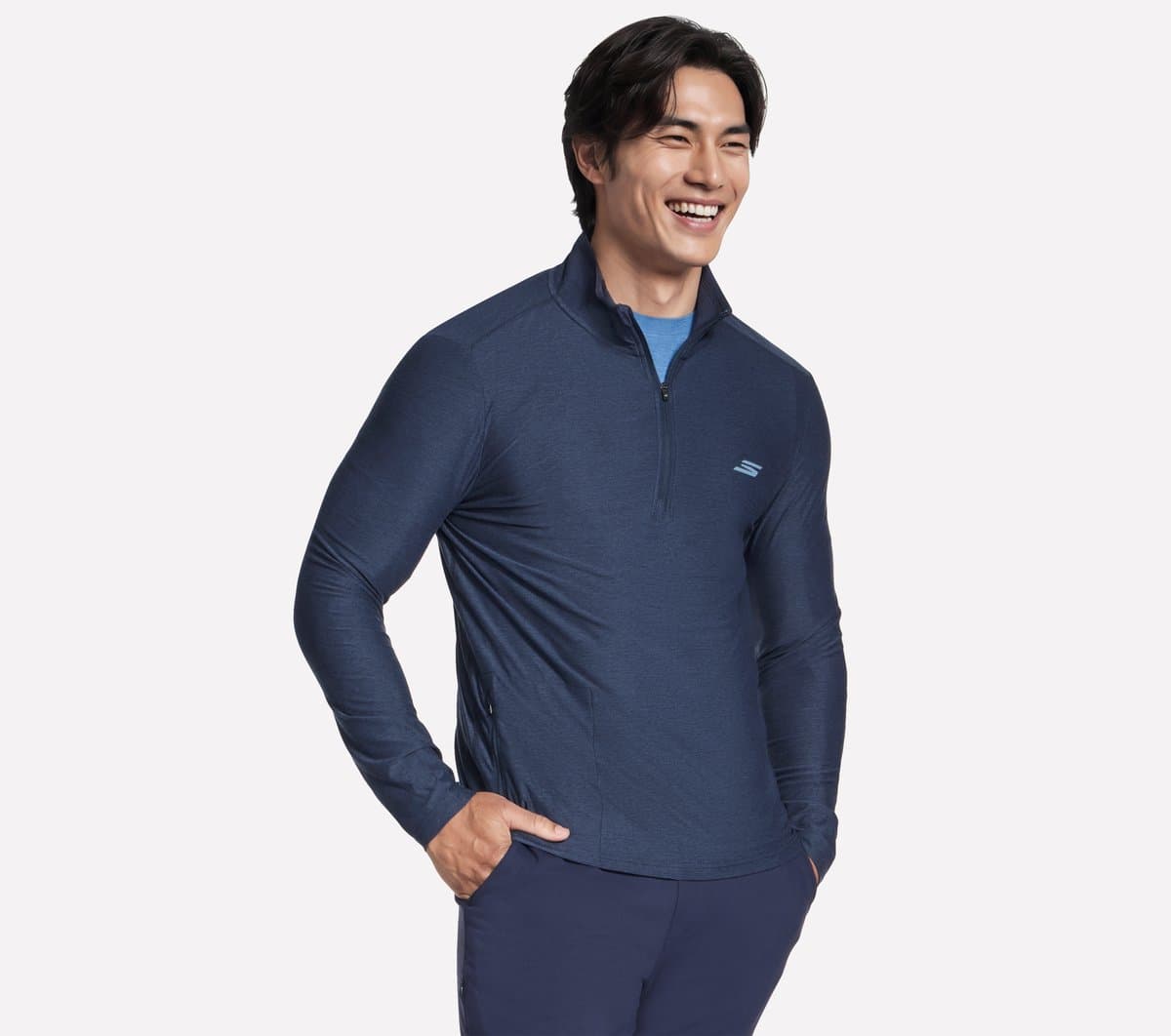 Skechers GO DRI All Day 1/4 Zip Top in Marine, Größe Groß