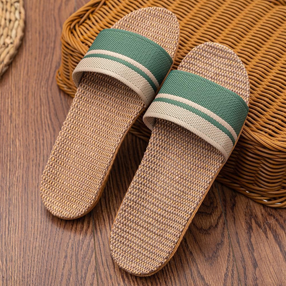 Einfache flache Damen-Hausschuhe, lässig, Flachs, für den Innenbereich, Strandschuhe cm